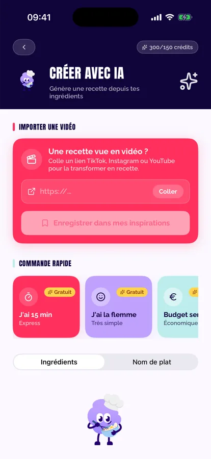 Create a recipe with AI on MoodDish