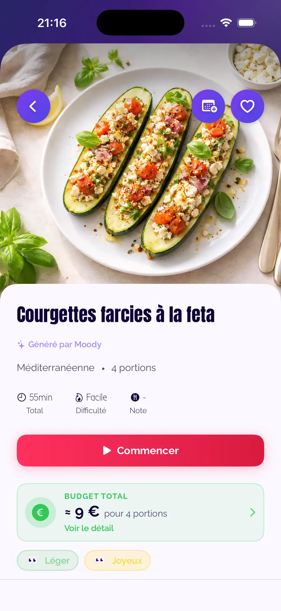 Capture d'écran MoodDish : Manger plus sainement